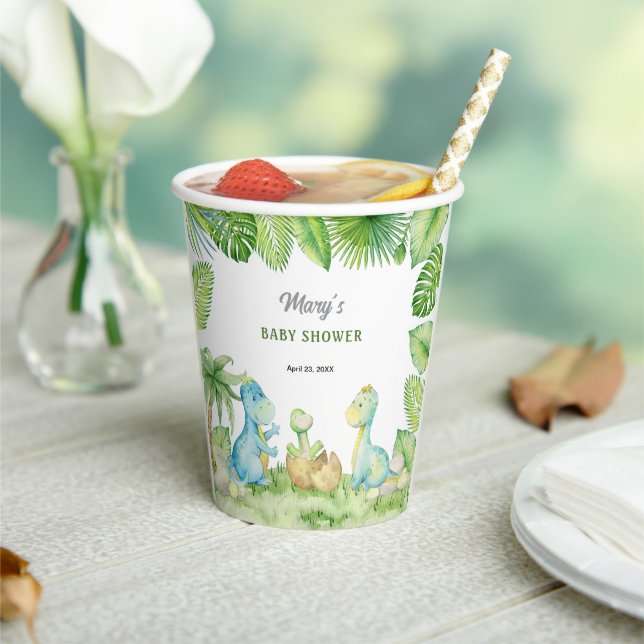 Gobelets En Papier Baby Shower Dinosaure  (Insitu)