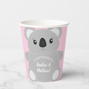 Gobelets En Papier Baby shower d'ours rose Koala