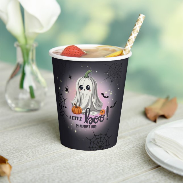 Gobelets En Papier Baby shower du Citrouille d'Halloween Little Boo (Insitu)