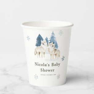 Gobelets En Papier Baby shower du loup arctique d'hiver