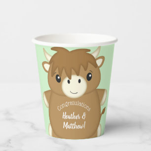 Gobelets En Papier Baby shower écossais Highland Cow