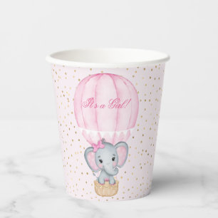 Gobelets En Papier Baby shower éléphant bébé fille à ballon chaud