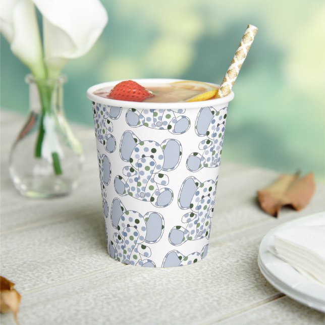 Gobelets En Papier Baby-Shower Eléphant Bleu (Insitu)
