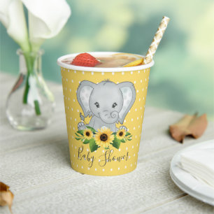 Gobelets En Papier Baby shower Eléphant mignon