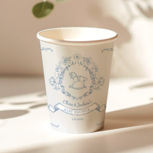 Gobelets En Papier Baby shower en toile à fleurs vintage