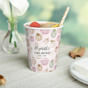 Gobelets En Papier Baby shower fille rose Citrouille mignon