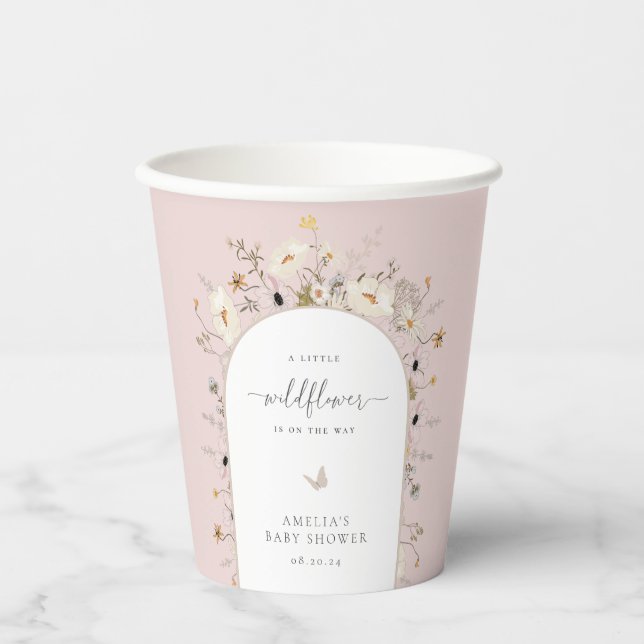 Gobelets En Papier Baby shower fleur sauvage (Recto)