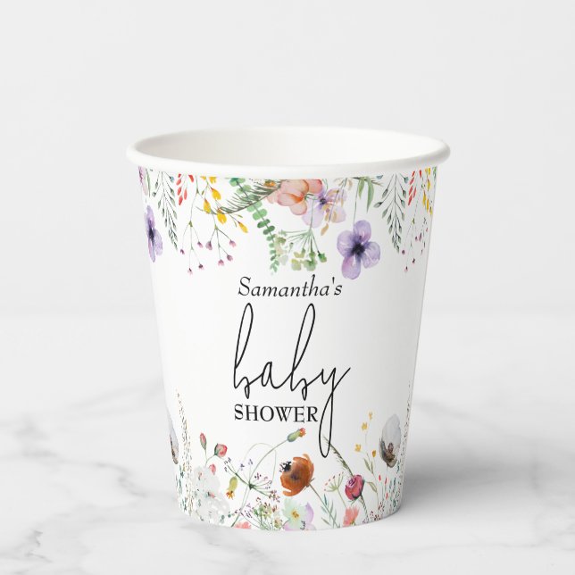 Gobelets En Papier Baby shower fleur sauvage (Verso)
