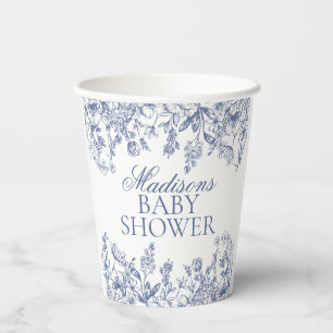 Gobelets En Papier Baby Shower Floral Vintage Chinoiserie Bleue