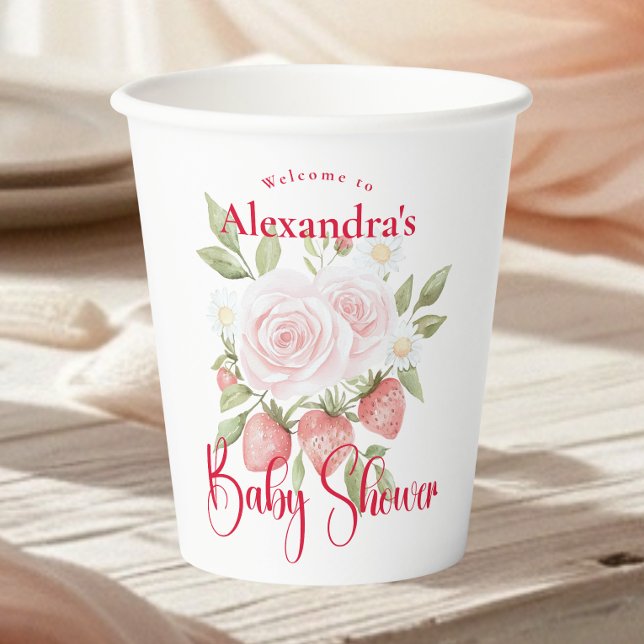 Gobelets En Papier Baby Shower Forêt de Fraises (Créateur téléchargé)