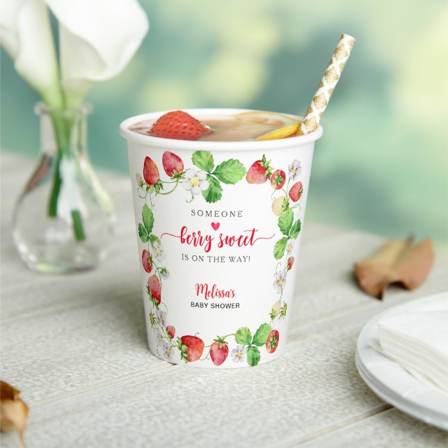Gobelets En Papier Baby Shower Fraise (Insitu)