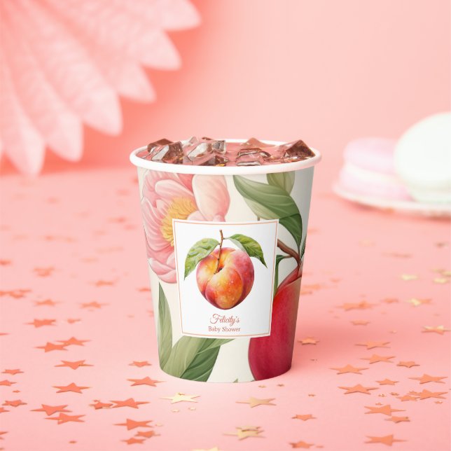 Gobelets En Papier Baby-Shower Fuzz pêche (Insitu)