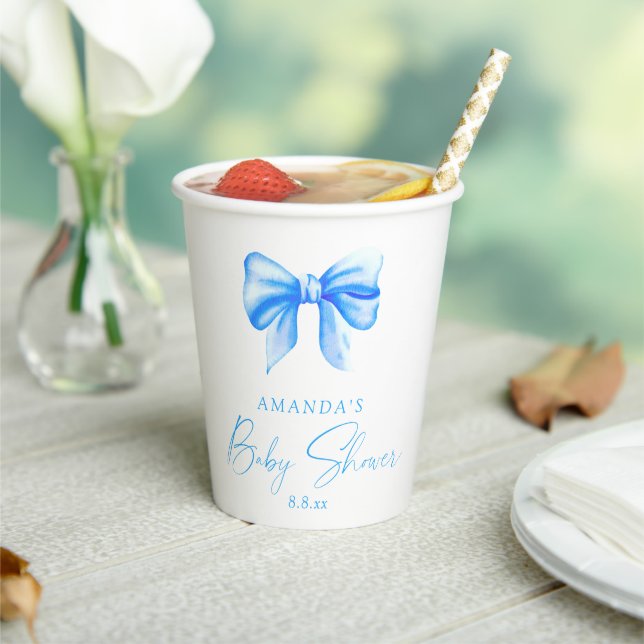 Gobelets En Papier Baby shower garçon arc bleu (Insitu)