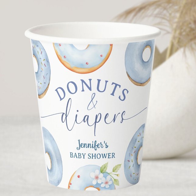 Gobelets En Papier Baby Shower Garçon Bleu Brunch Donuts  (Créateur téléchargé)