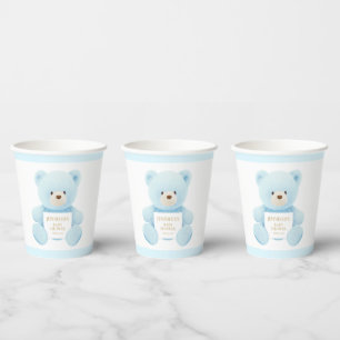 Gobelets En Papier Baby shower Garçon bleu Teddy Bear