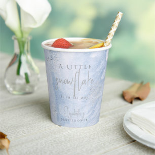 Gobelets En Papier Baby Shower Garçon Flocon de Neige Bleu Gelé