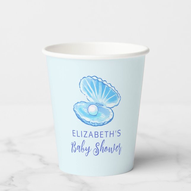 Gobelets En Papier Baby Shower Garçon Mignon Perle  (Verso)