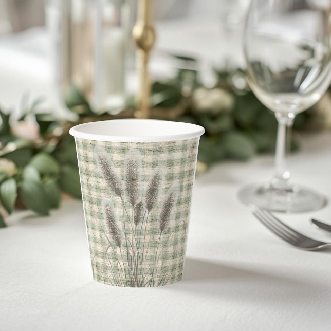 Gobelets En Papier Baby shower Gingham Petit Pêcheur (Créateur téléchargé)