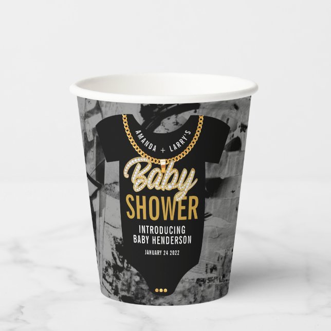 Gobelets En Papier Baby shower Hip hop Gold Chain (Recto)