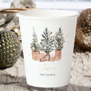 Gobelets En Papier Baby shower hiver Rustique de Noël Arbres