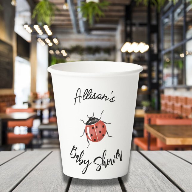 Gobelets En Papier Baby shower Ladybug mignon (Créateur téléchargé)