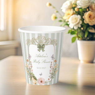 Gobelets En Papier Baby shower lunaire Vintage floral