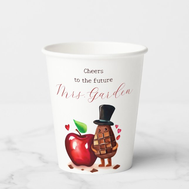 Gobelets En Papier Baby Shower Mariage Pomme Rouge (Verso)