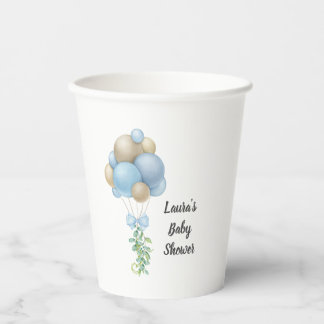 Gobelets En Papier Baby shower minimaliste Bleu Bleu Garçon