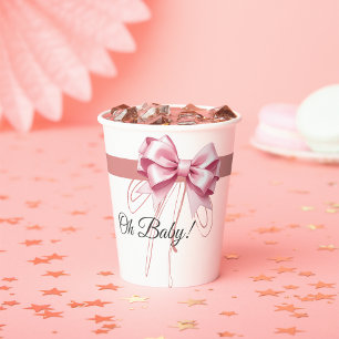 Gobelets En Papier Baby shower minimaliste de cabot rose