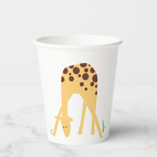 Gobelets En Papier Baby shower minimaliste de girafe jaune moderne An