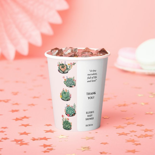 Gobelets En Papier Baby shower moderne de cactus succulents (Insitu)
