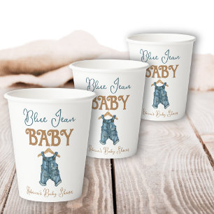 Gobelets En Papier Baby shower moderne Denim Boy Blue Jean