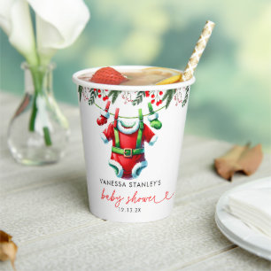 Gobelets En Papier Baby shower moderne hiver rouge Noël Père Noël