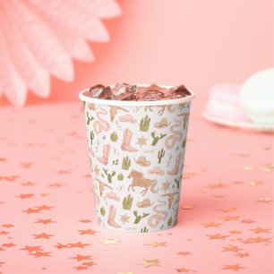 Gobelets En Papier Baby shower Motif de fille rose