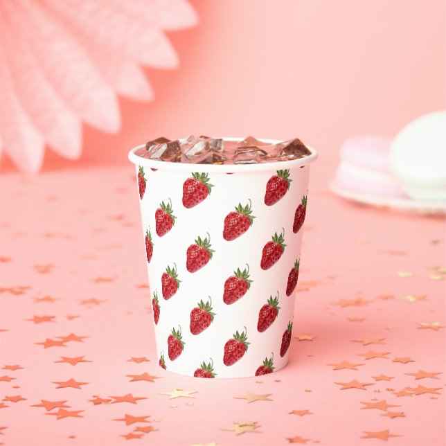 Gobelets En Papier Baby shower Motif de fraises moderne (Insitu)