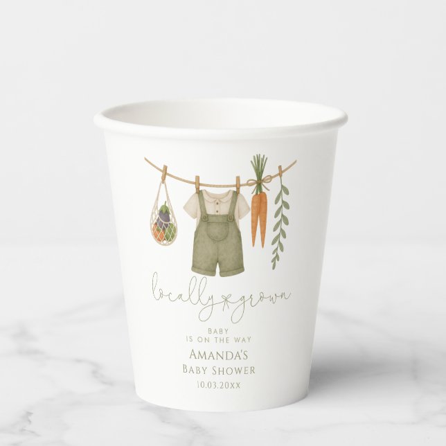 Gobelets En Papier Baby shower neutre de genre cultivé localement (Recto)