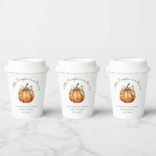 Gobelets En Papier Baby shower neutre minimal de petit Citrouille