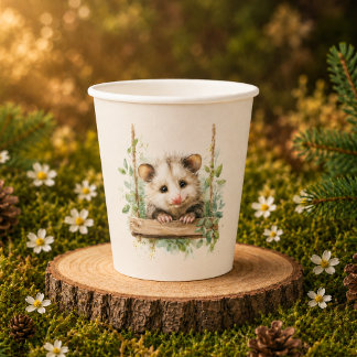 Gobelets En Papier Baby-Shower Opossum des Bois • Neutre