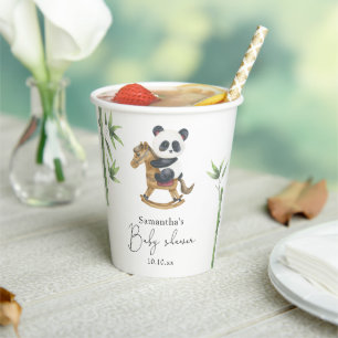 Gobelets En Papier Baby shower ours bambou et bébé panda