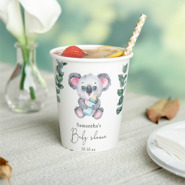 Gobelets En Papier Baby Shower Ourseau Koala (Insitu)