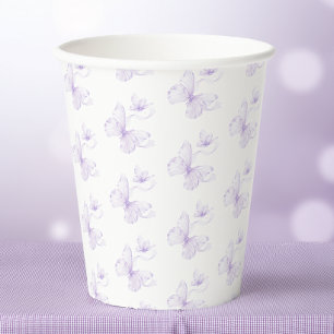 Gobelets En Papier Baby shower papillon délicé violet