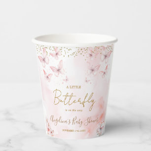 Gobelets En Papier Baby shower papillon rose fille