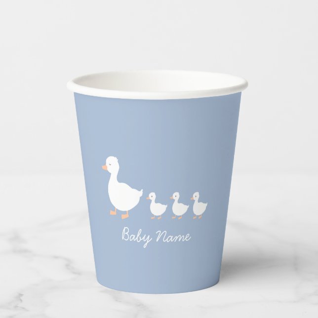 Gobelets En Papier Baby shower personnalisé Blue Duckkling Paper Cup (Recto)