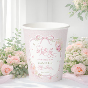 Gobelets En Papier Baby Shower Petite Fille Papillon