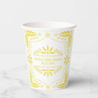 Gobelets En Papier Baby shower picado de papillon blanc aux fleurs ja