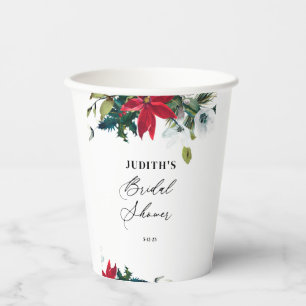 Gobelets En Papier  Baby Shower Poinsettia de mariage d'hiver 