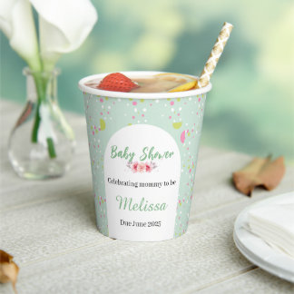 Gobelets En Papier Baby shower pois pastel