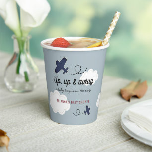 Gobelets En Papier Baby shower pour garçon bleu de l'avion vers le ha