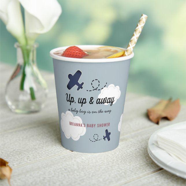 Gobelets En Papier Baby shower pour garçon bleu de l'avion vers le ha (Insitu)
