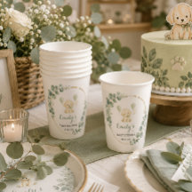 Baby Shower Retriever doré Sauge verte Eucalyptus